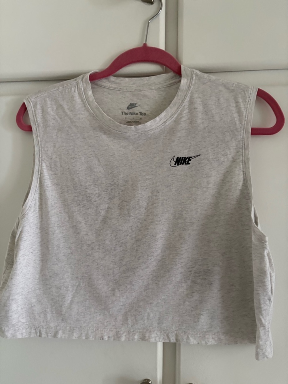 Nike Light Gray Cropped Muscle Tank with Black Logo